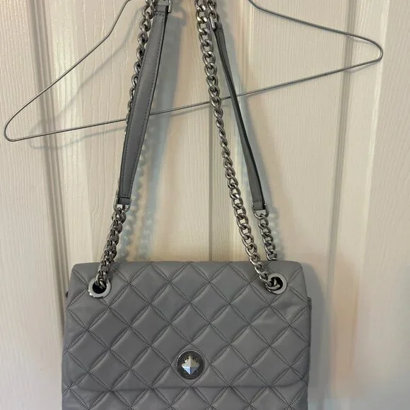 NEW Kate Spade Gray Quilted Leather Purse with Matching Wallet - Picture 4 of 15
